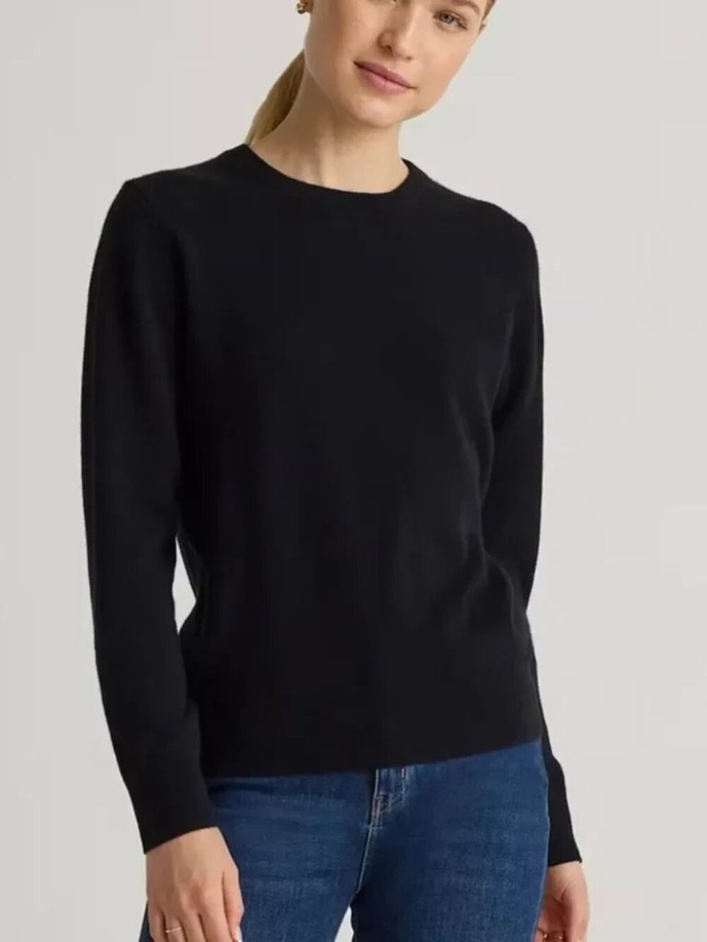 Quince Mongolian Cashmere Crewneck Sweater in Black Size 2X